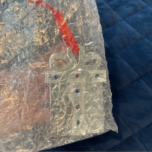 Lenox Silver Plated Ornament with Red Ribbon and 6 Colorful Gems NIB - Picture 4 of 4